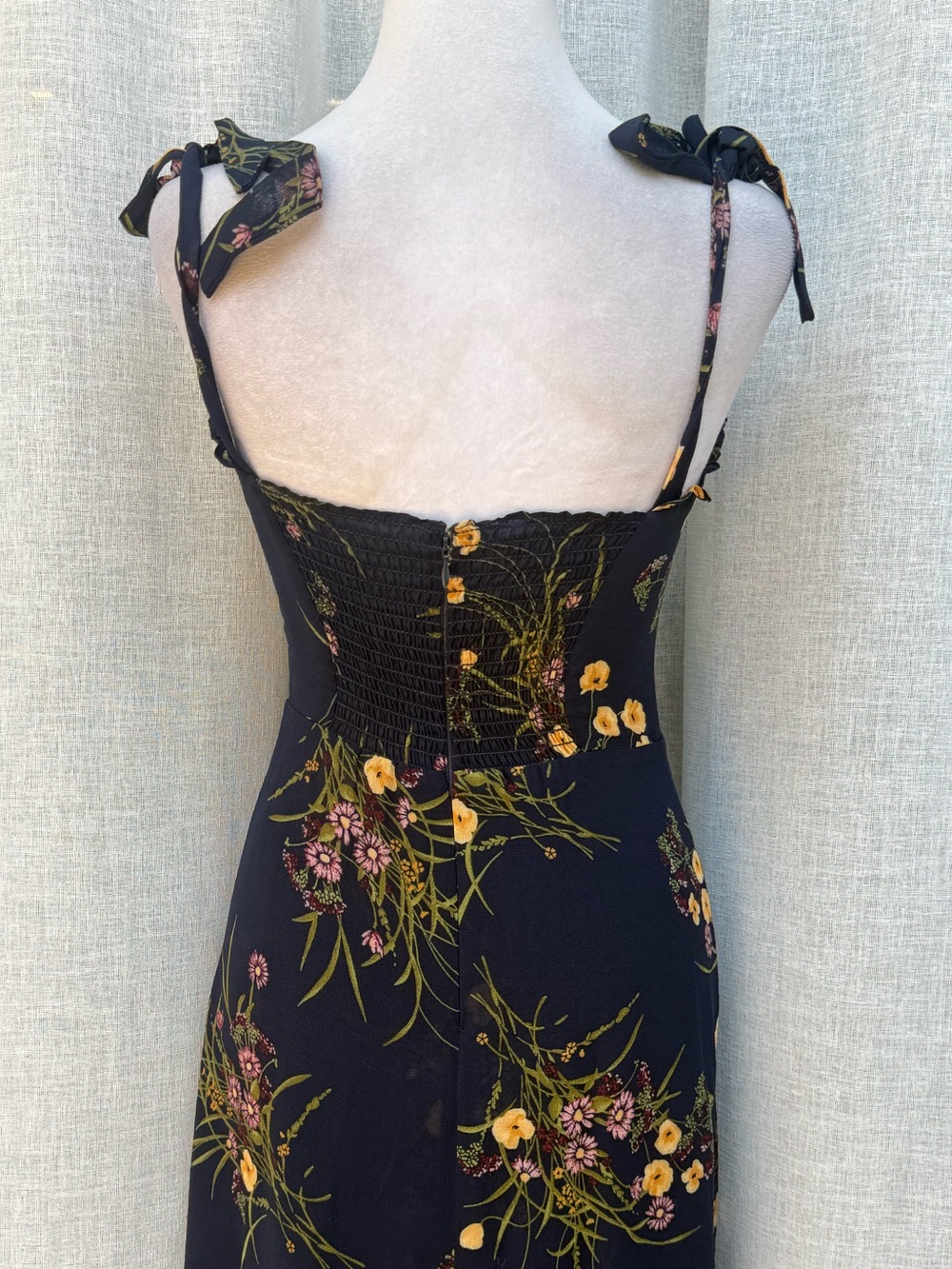 Reformation navy blue floral summer midi dress - Picture 7 of 10